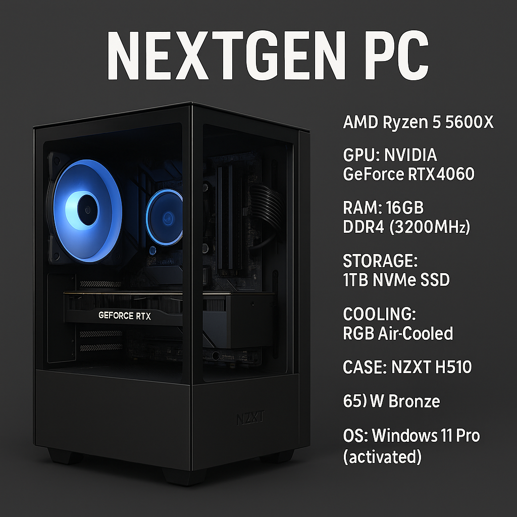 Starter Gaming Rig – Ryzen 5 / RTX 4060 / 16GB RAM😎